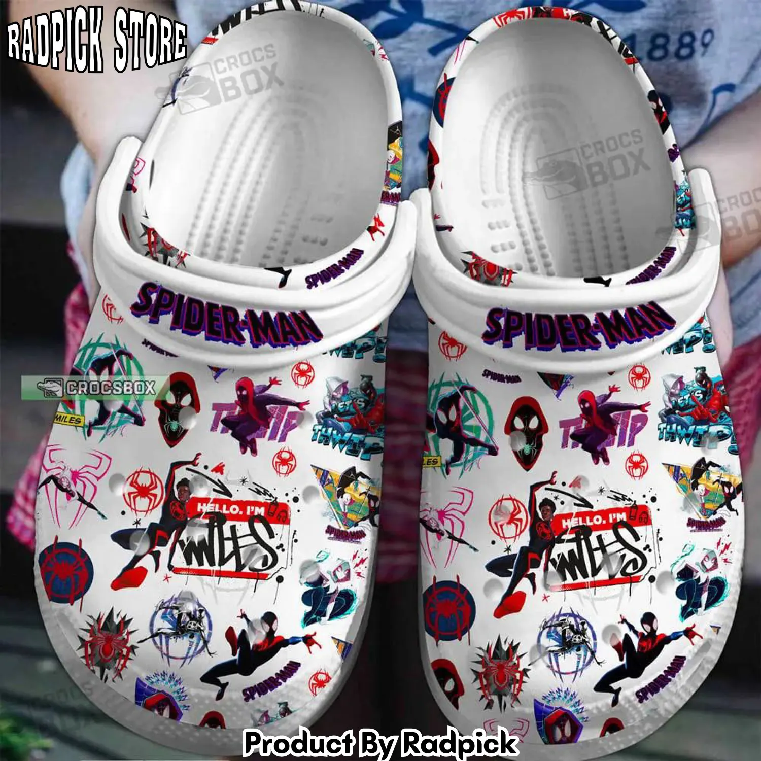 Radpick spiderverse white crocss spiderman crocss kids rp6521349